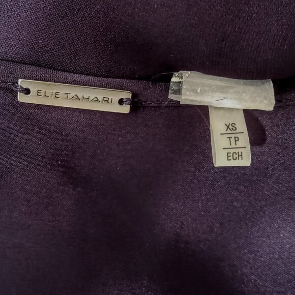 Elie Tahari Deep Purple Silk Beaded LS Blouse - Picture 5 of 6